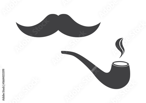 mustache and smoking pipe icon
