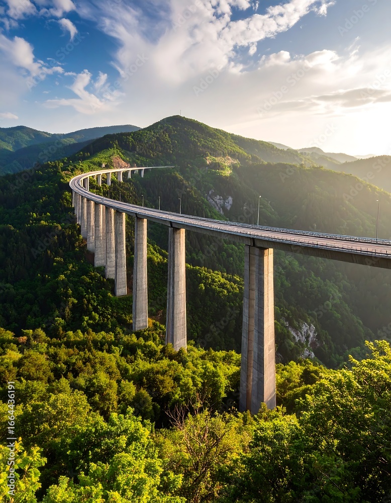 Obraz premium Highway Viaduct Over Mountain Range