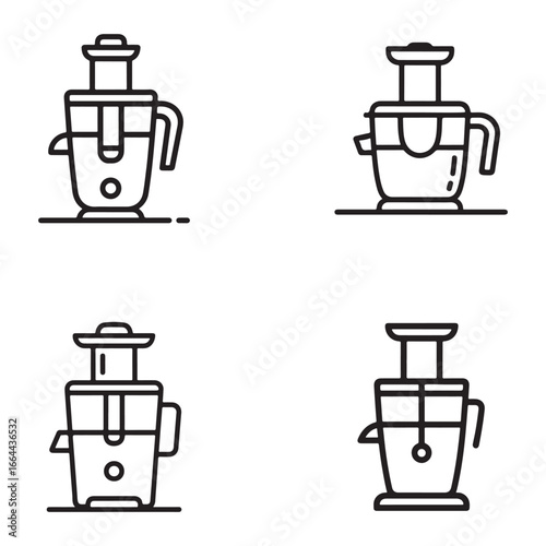 Four Line Art Illustrations of Modern Juicers