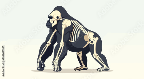 Anatomy of a Gorilla: Skeletal Structure Illustration