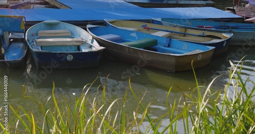 Wallpaper Mural Old boat station,  rental in the city park. Boats bob on the waves Torontodigital.ca