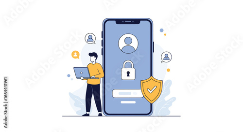 Illustrating the concept of digital identity verification and secure online account access for user authentication and authorization