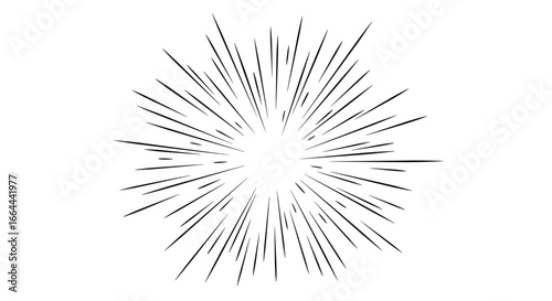 Abstract radial burst pattern with diverse speckled lines expanding outward from a central bright core