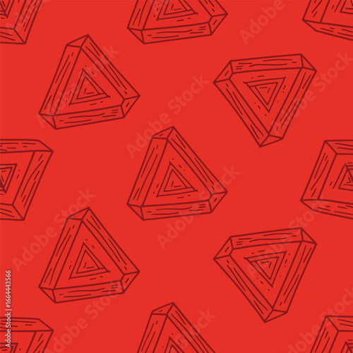 Seamless Pattern, Geometric triangle pattern on red background creating visual interest and depth Stock royalty free image.