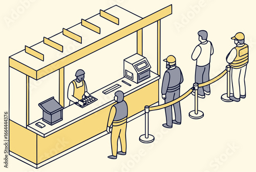 long line at a pittsburgh repair shop counter with a sign urging online appointment booking