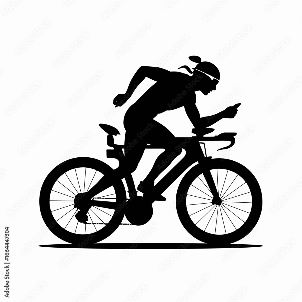 Naklejka premium Biker Silhouette on Bicycle in Motion