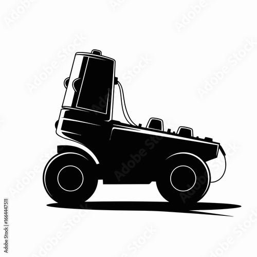 Compact Black Construction Vehicle Illustration