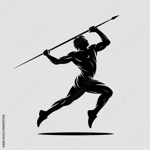 Dynamic Athlete Throwing Spear Illustration