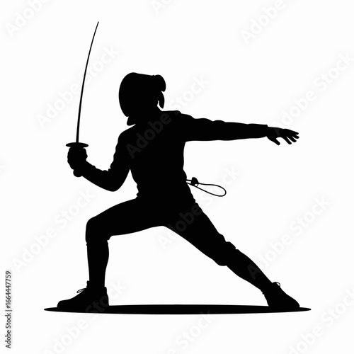 Fencing Silhouette in Action Pose