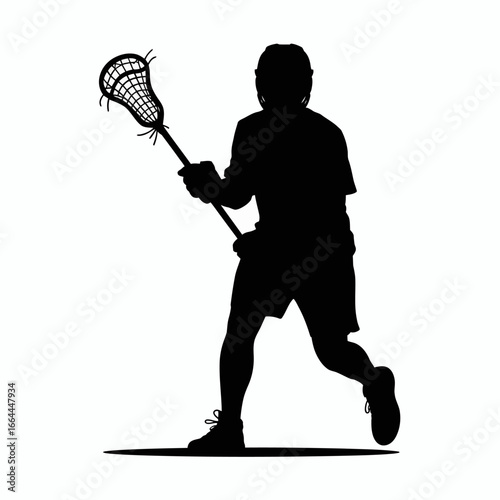 Lacrosse Player Silhouette in Action Pose