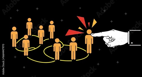 Selecting One Person from a Group Illustration Business Decision Making Choosing Target Audience