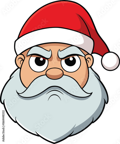 Angry Santa Claus Cartoon Character with a Red Hat and White Beard