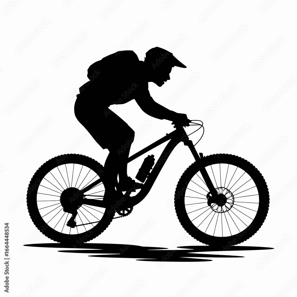 Fototapeta premium Mountain Biker Silhouette in Action