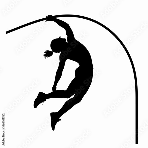 Pole Vaulting Athlete Silhouette in Action