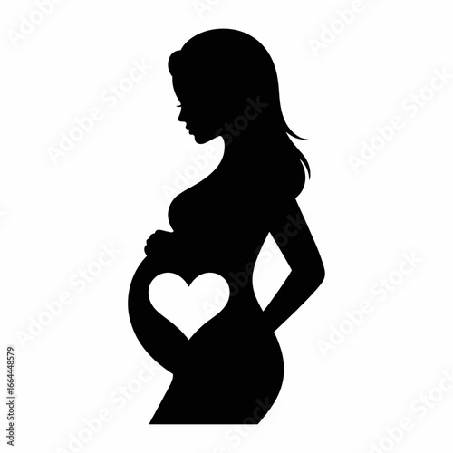 Pregnant Woman Silhouette with Heart Shape Design