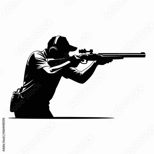 Shooting sport silhouette with rifle and ear protection