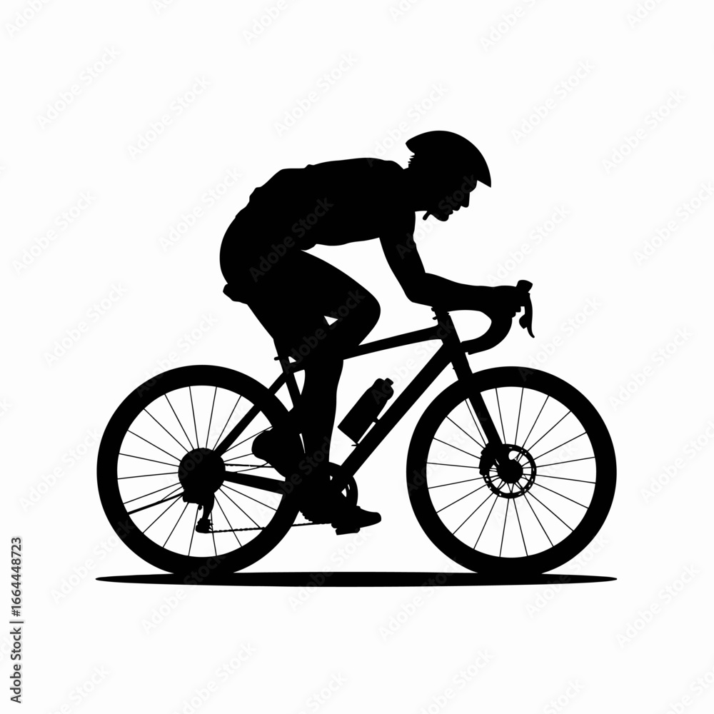 Fototapeta premium Silhouette of Cyclist Riding a Bicycle