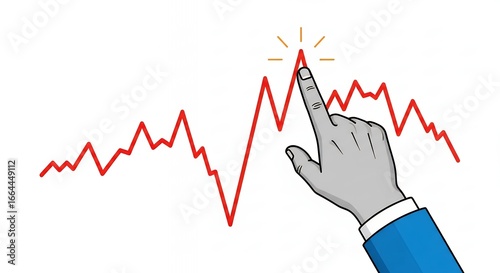 Stock Market Growth Chart Pointing to Peak Success Business Investment and Financial Planning Concept