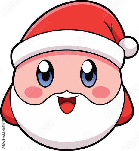 Cute Cartoon Santa Claus Face with Cheerful Expression and Festive Hat