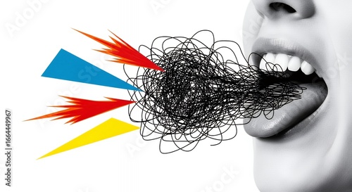 Tangled Words Communication Breakdown Speech Impediment Conceptual Illustration Creative Abstract Art