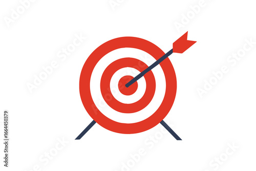 Archery target with arrows hitting the bullseye and missing the mark