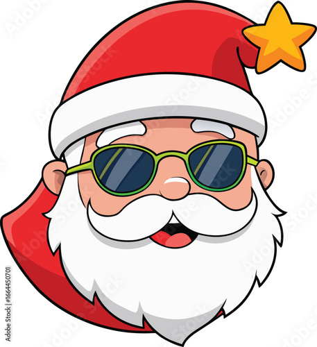 Cool Cartoon Santa Wearing Sunglasses and a Starred Hat for Christmas Fun