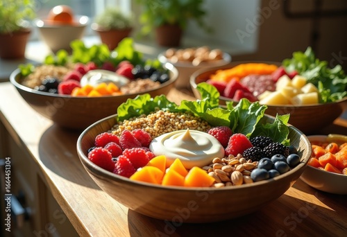 Wallpaper Mural vibrant overloaded bowls seasonal superfoods filled colorful fruits quinoa nuts seeds greens nutrient rich wholesome ingredients, vegetable, herb, berry Torontodigital.ca