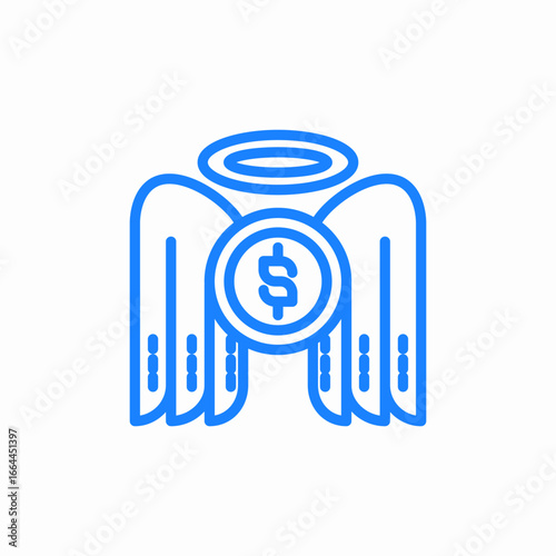 angel investing dollar symbol coin angel wings icon sign vector