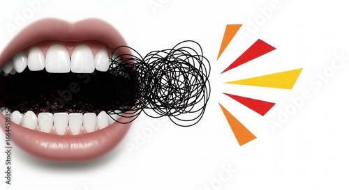 Words Stuck Inside Mouth Conceptual Illustration Communication Breakdown Anxiety Stress Mental Health