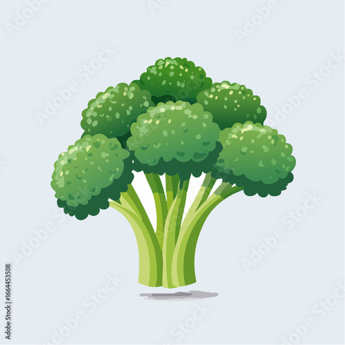 Bright Green Broccoli Head Illustration