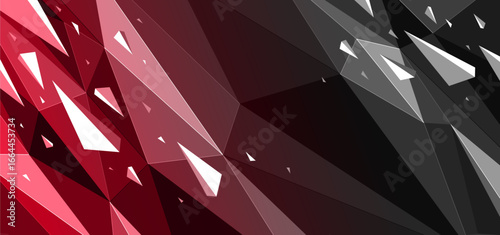 Chaos energy dynamic vector abstract background, low poly surface with decay elements particles in motion, triangular geometric abstraction, 3D art.