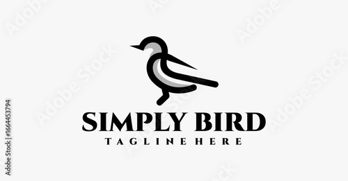 Beautiful Outline Bird Animal Logotype Nature Wildlife Outline Logo Design Grey Background