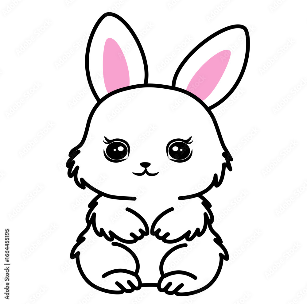 Obraz premium Bunny illustration with upright ears, great for spring and children’s designs.