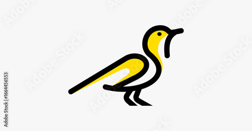 Beautiful Outline Bird Animal Logotype Nature Wildlife Outline Logo Design Grey Background