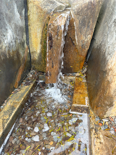 Waterwall motion at rock surface during the morning