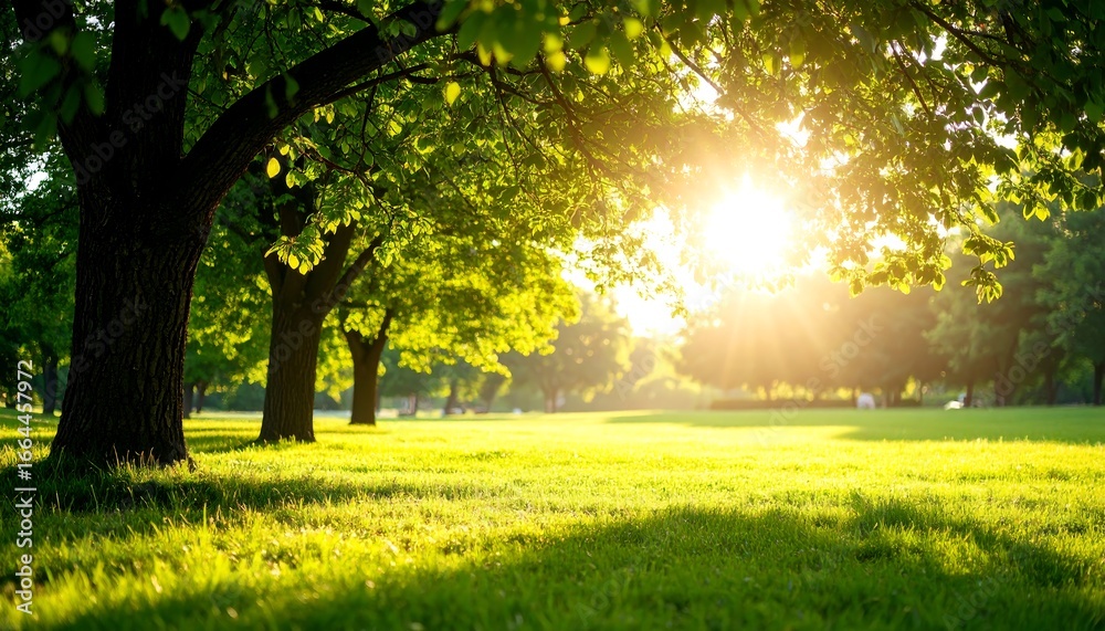 Naklejka premium Lush parkland bathed in sunlight (1)