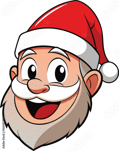Happy Santa Claus Cartoon Face Wearing a Red Holiday Hat and funny cheerful facial expressions