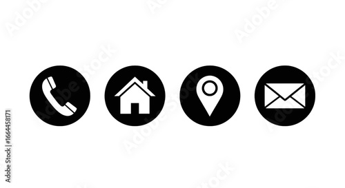 Essential communication icons phone home location mail for business and contact information needs