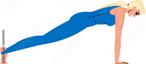 Strong athletic woman performing plank exercise during fitness training