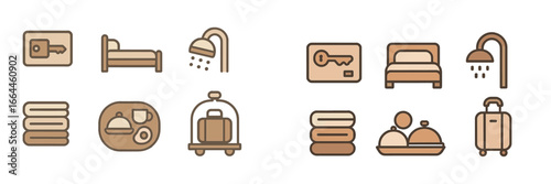 Hotel Service Icons Set, Minimalist flat design