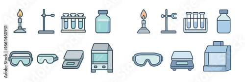 Laboratory Equipment Icons, Minimalist flat design