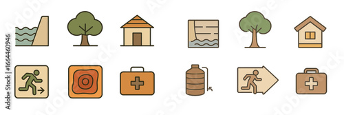 Environmental Icons Set, Minimalist flat design