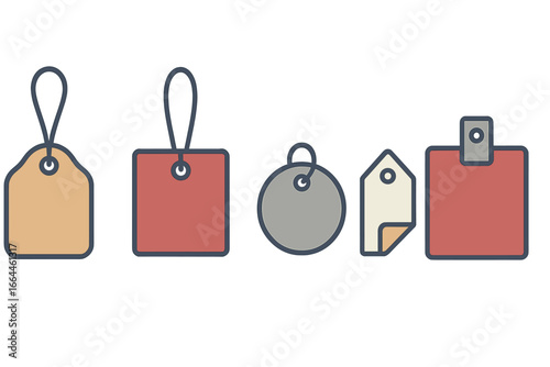 Blank Price Tags and Labels Assortment, Minimalist flat design