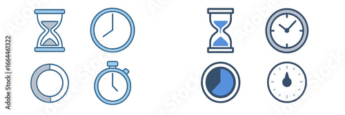 Time Measurement Icons: Hourglass, Clock, Stopwatch, Progress Circle