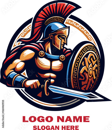 Greek warrior romanos logo icon vector white background .