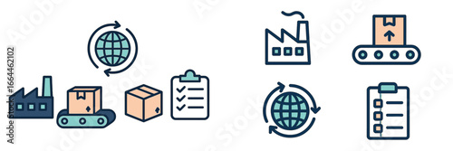 Global Supply Chain Logistics Flow, Minimalist flat design