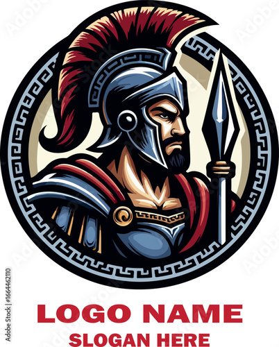 Greek warrior romanos logo icon vector white background .