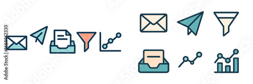 Email marketing data analysis and workflow icons
