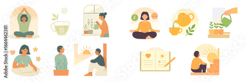 Mindfulness and Self-Care Activities, Minimalist flat design
