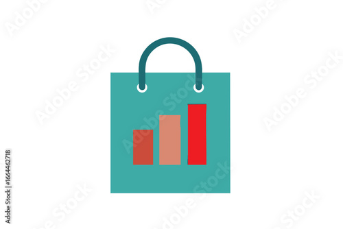Shopping bag with growing bar graph symbolizing sales growth and retail success